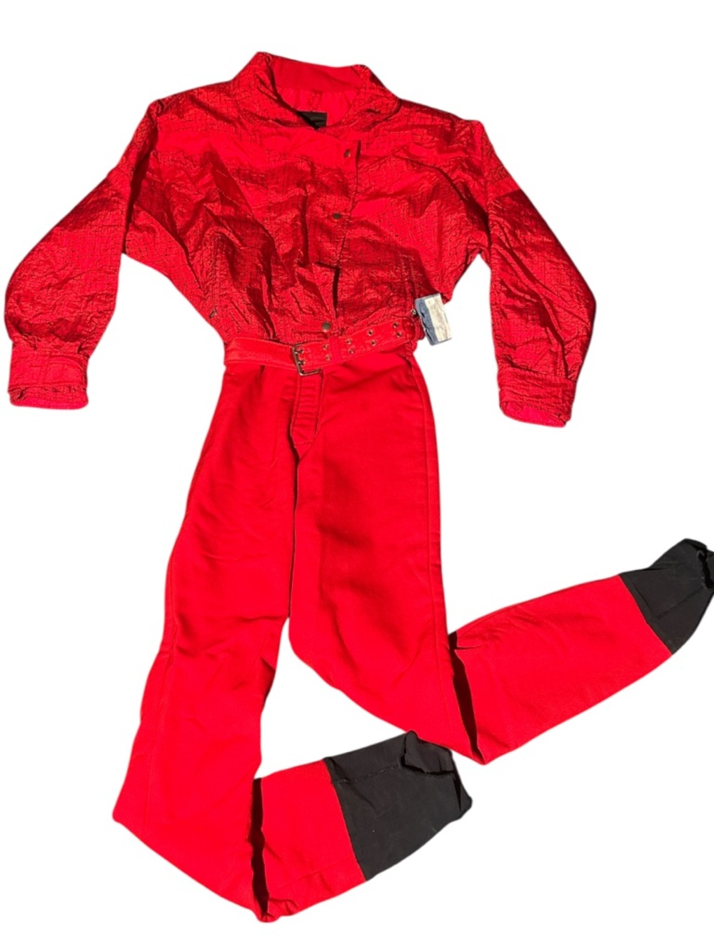 Serac Vintage Womens Ski Suit 80's Retro Stirrups Belted Size 8 NEW